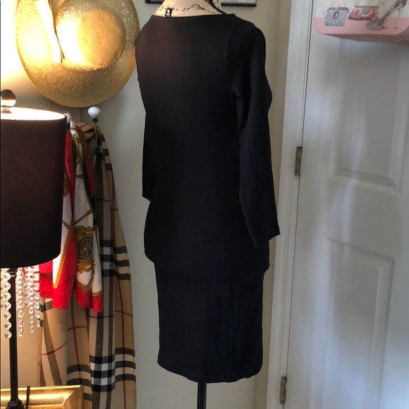 H&M BASIC BOAT NECK BLACK BODYCON DRESS SZ XS - Picture 3 of 5